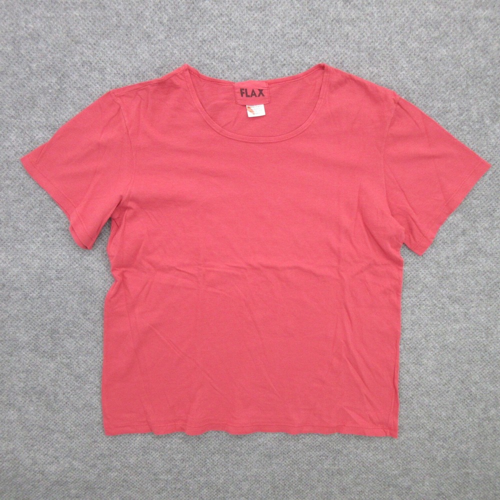 FLAX Designs Linen Tee Shirt Small 100% Cotton Short Sleeve Jersey Blouse
